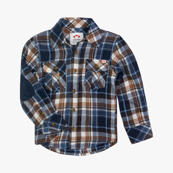 Appaman Best Quality Kids Clothing Flannel Shirt | Navy/Brown Plaid