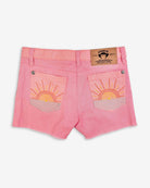 Back view of pink mix Rhodes shorts featuring sunny stitched pockets, perfect kids clothes for back to school fun!