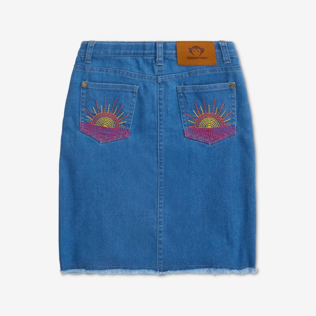 Girls Midi Denim Skirt Skirt | Blue Jean Wash