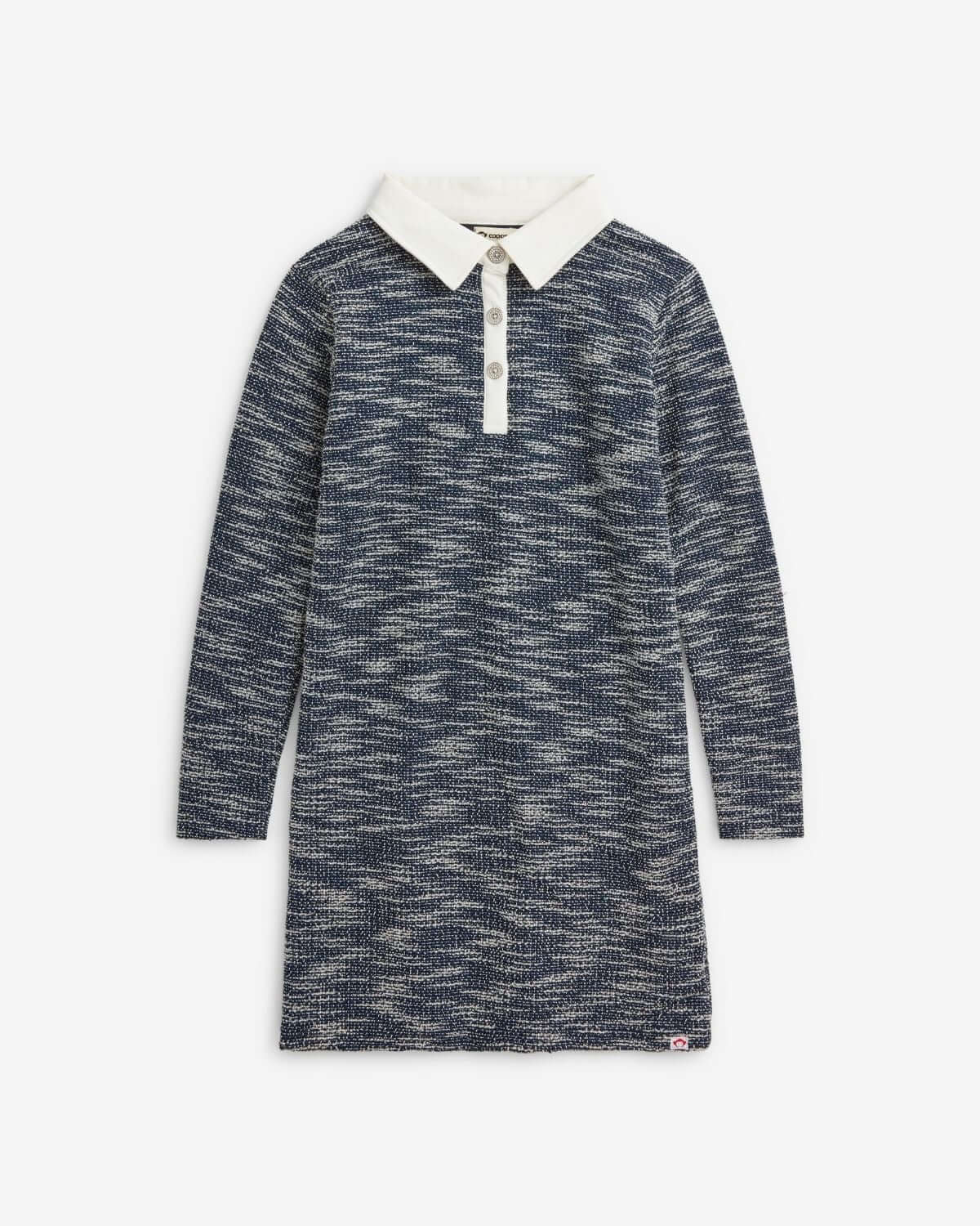 navy blue tweed dress Sail to Sable NAVY Metallic Tweed Short Sleeve Shift Dress NAVY / L / H2522