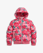 Flurry Coat in Pink Rose Garden for kids, featuring cozy warmth and playful floral design, perfect for chilly outdoor fun.