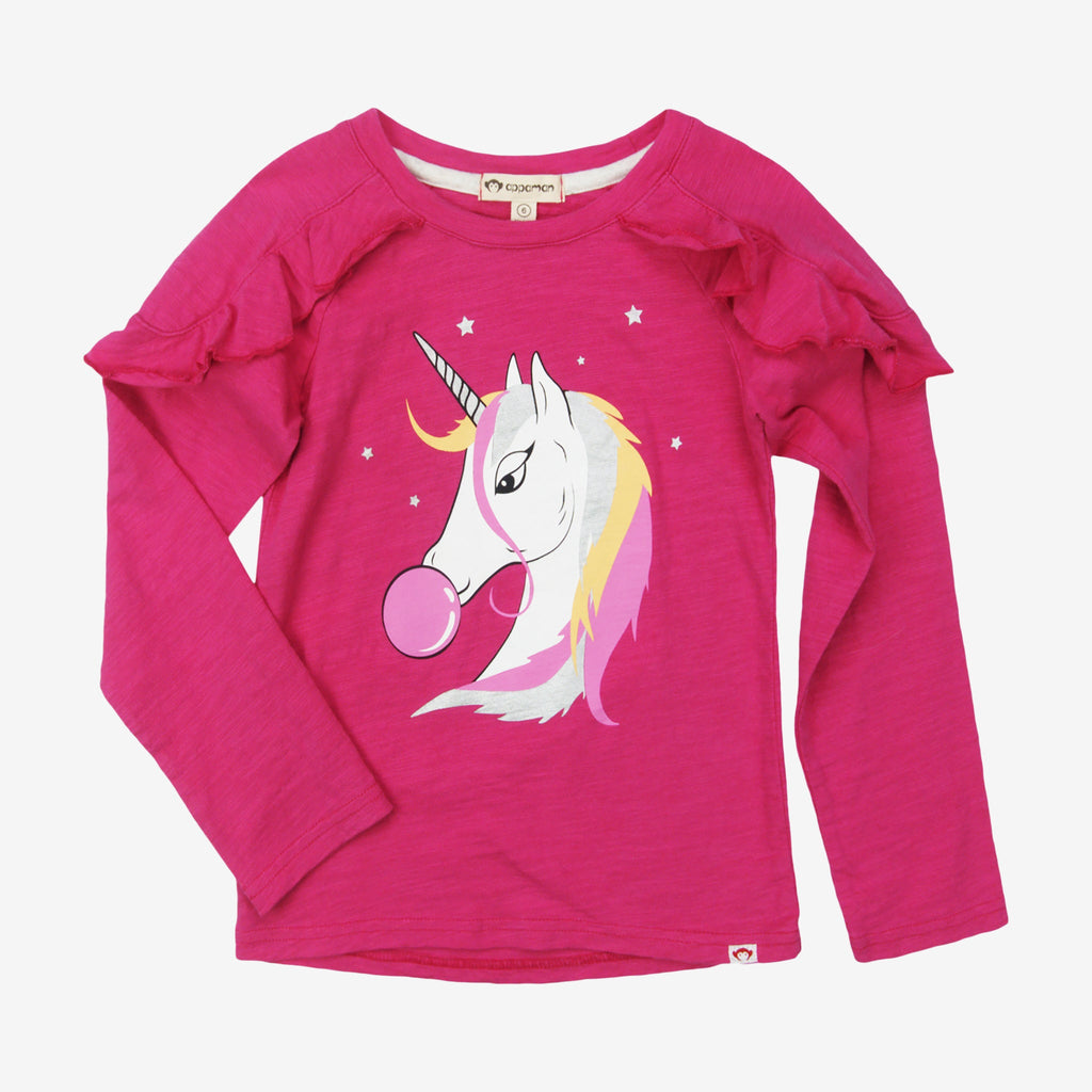 Appaman Best Quality Kids Clothing girls tops Amelie Tee Cool Unicorn | Bright Pink