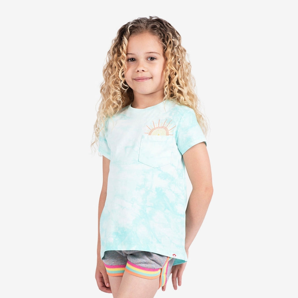Appaman Best Quality Kids Clothing Girls Tops Pocket Tee | Aqua Cloud