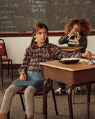 Stylish kids in Olive Pink Plaid Polly Cropped Shirt, perfect for back to school adventures and playful learning! #KidsClothes