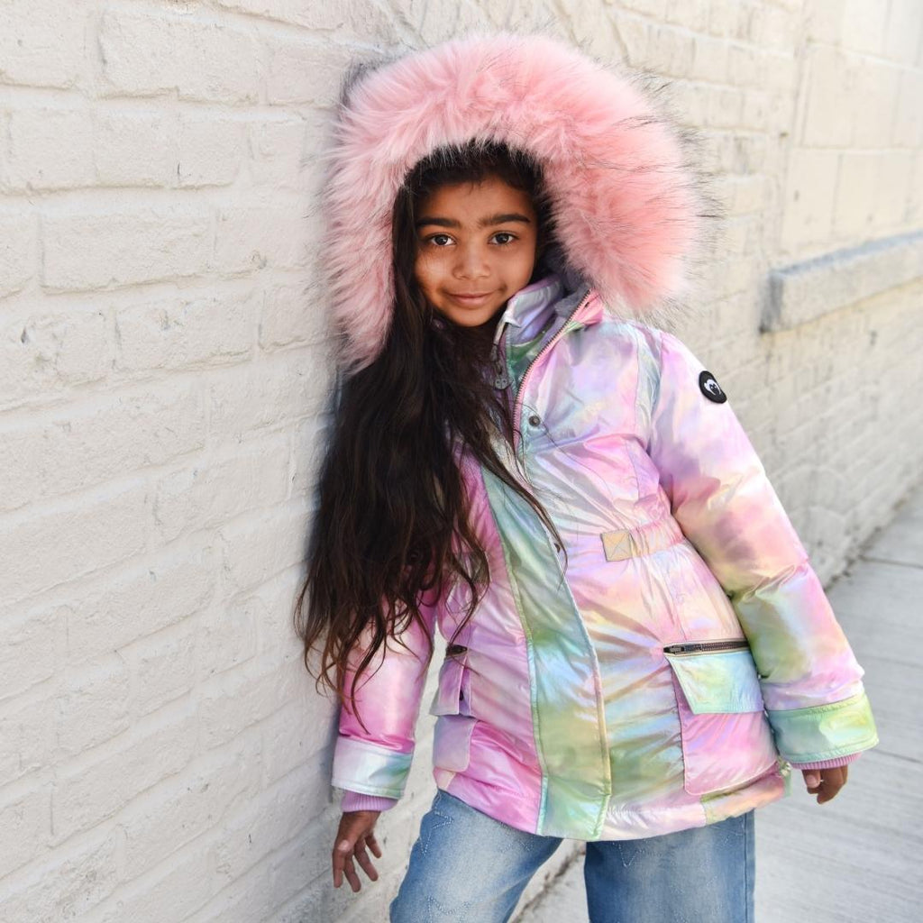 Appaman Best Quality Kids Clothing Girls Winter Coats Middie Puffer Coat | Rainbow Shine