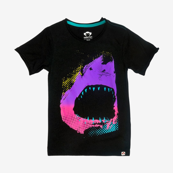 Appaman Best Quality Kids Clothing Tops Great White Blacklight Graphic Short Sleeve Tee | Black