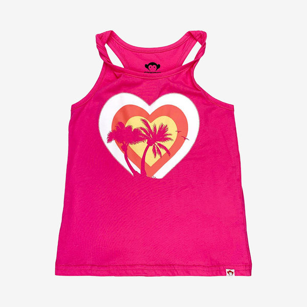 Appaman Best Quality Kids Clothing Tops Palm Heart Twisted Strap Tank | Pink Flamingo