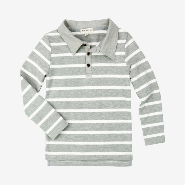 Appaman Best Quality Kids Clothing Tops Verses Polo | Grey Stripe