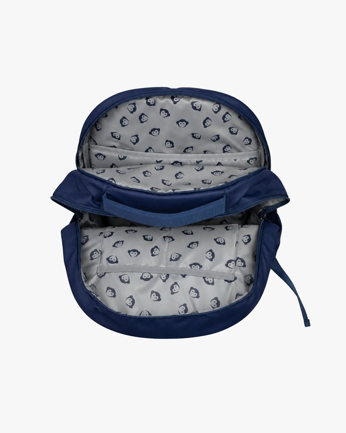 Appaman kids' navy backpack, interior view.