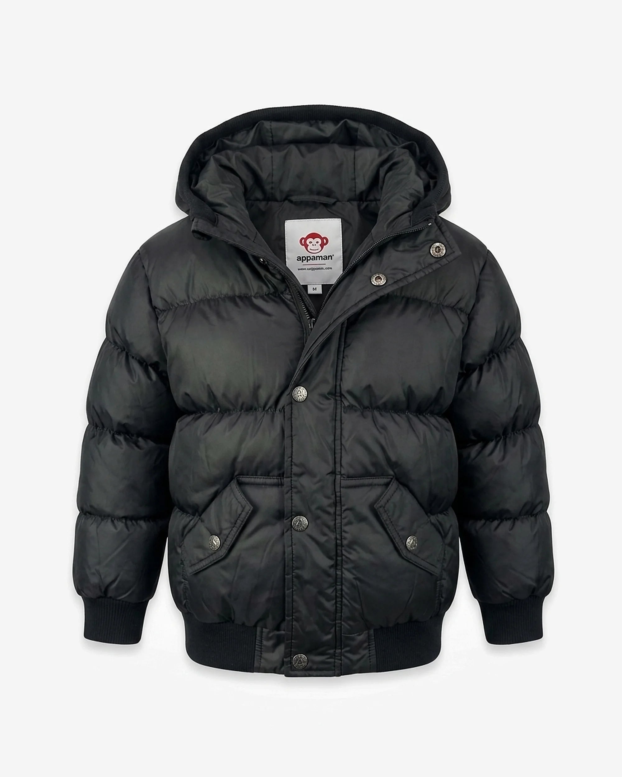 Black Puffy Coat — front