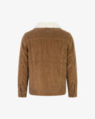 Appaman boys' tan corduroy sherpa collar trucker jacket, back view.