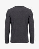 Appaman boys' waffle thermal henley charcoal, back view.