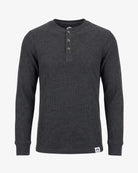 Appaman boys' waffle thermal henley charcoal, front view.