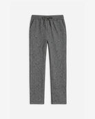 Gray stretchy textured pants on a white background