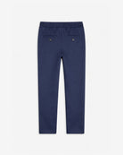 Back view of Navy Blue Everyday Stretch Pants with pockets and elastic waistband.