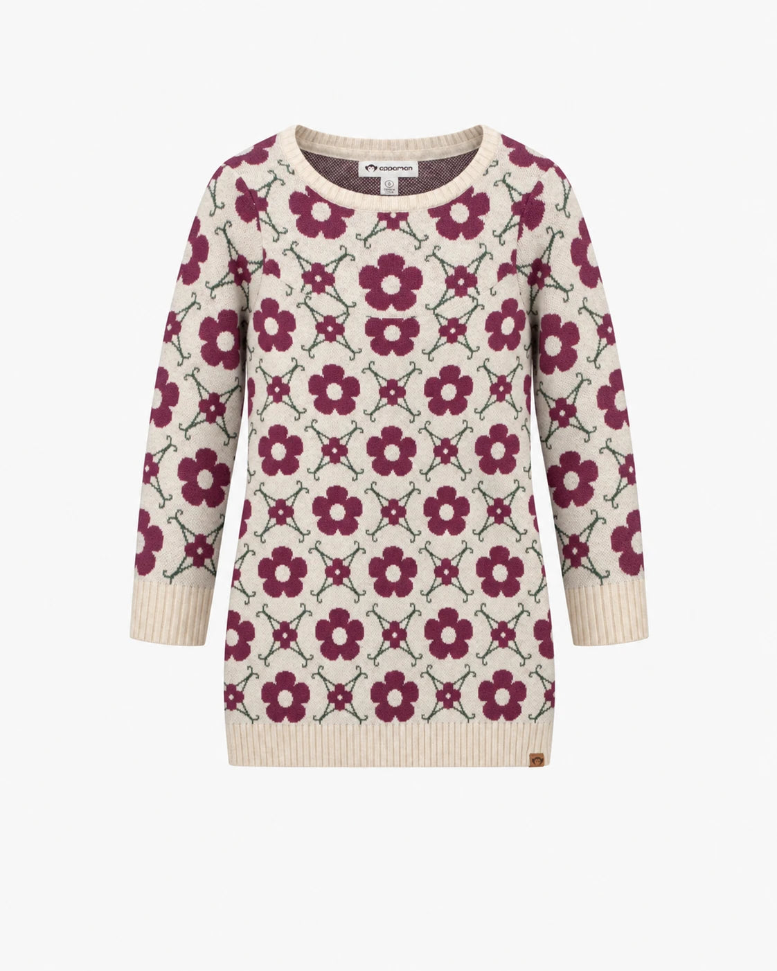 Appaman girls' burgundy floral jacquard sweater.