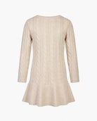 Appaman girls' oatmeal cable knit peplum sweater dress, back view.